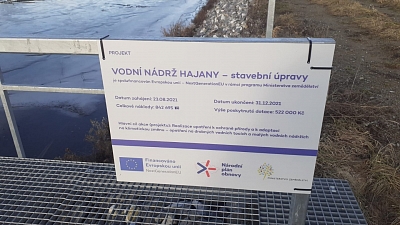 Vodní nádrž Hajany - stavební úpravy